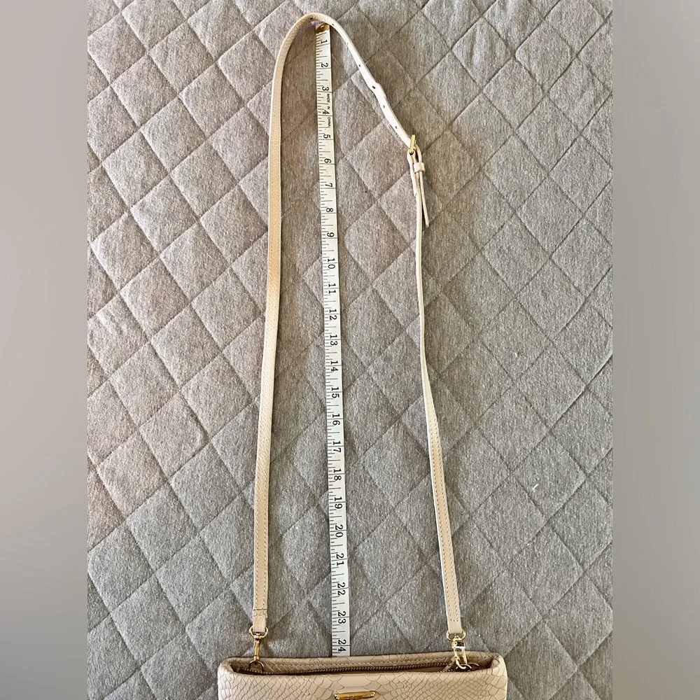 GIGI NEW YORK Skylar Military Python Embossed Cream Leather Crossbody Purse Bag - Picture 4 of 12